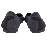 ROTHY'S gray camo flats, back view, dark heel and blue inner trim