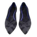 ROTHY'S gray camo flats, pair view, blue-trim topline and pointed toe
