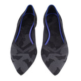 ROTHY'S gray camo flats, pair view, blue-trim topline and pointed toe