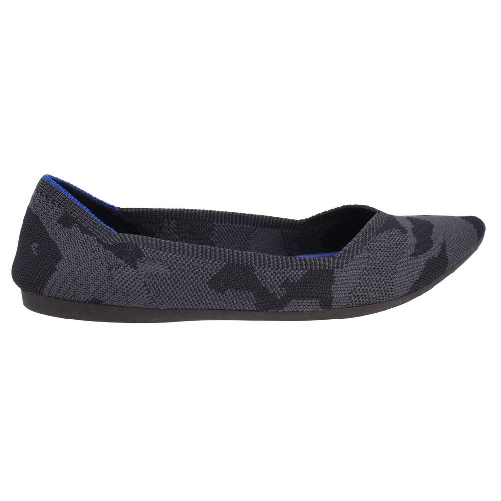ROTHY'S gray camo flats with low profile sole and blue lining at collar