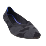 ROTHY'S gray camo knit flats with blue-trim interior and round toe
