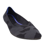 ROTHY'S gray camo knit flats with blue-trim interior and round toe