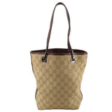 GUCCI VINTAGE CANVAS SHOULDER BAGS TAN