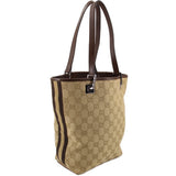 GUCCI VINTAGE CANVAS SHOULDER BAGS TAN