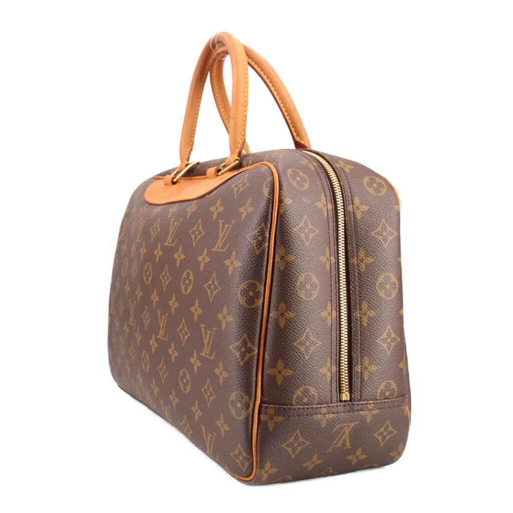 Louis Vuitton Deauville monogram travel bag angled view with front zipper