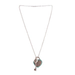 Tiffany & Co. heart key pendant necklace, sterling silver with blue enamel heart