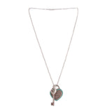 Tiffany & Co. heart key pendant necklace, sterling silver with blue enamel heart
