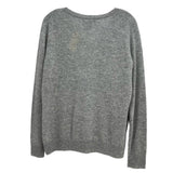 Gray cashmere crewback sweater, long sleeves with ribbed cuffs and hem
