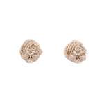 Gold-tone braided knot stud earrings with floral cluster front detail (pair)