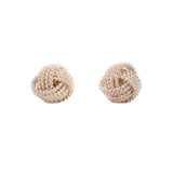 Gold-tone braided knot stud earrings, round textured studs (pair)