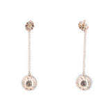 Ball drop earrings with clear crystal flower tops and round silver-tone bead drops