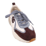 TORY BURCH SUEDE SNEAKERS WHT/BRWN 9 US
