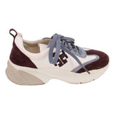 TORY BURCH SUEDE SNEAKERS WHT/BRWN 9 US