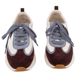 TORY BURCH SUEDE SNEAKERS WHT/BRWN 9 US