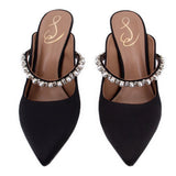 SAM EDELMAN HYLAND EMBELLISHED MULE HEELS BLACK 8 US