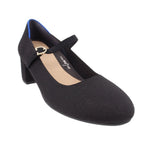 Black Mary Jane heeled shoes with ankle strap and buckled closure