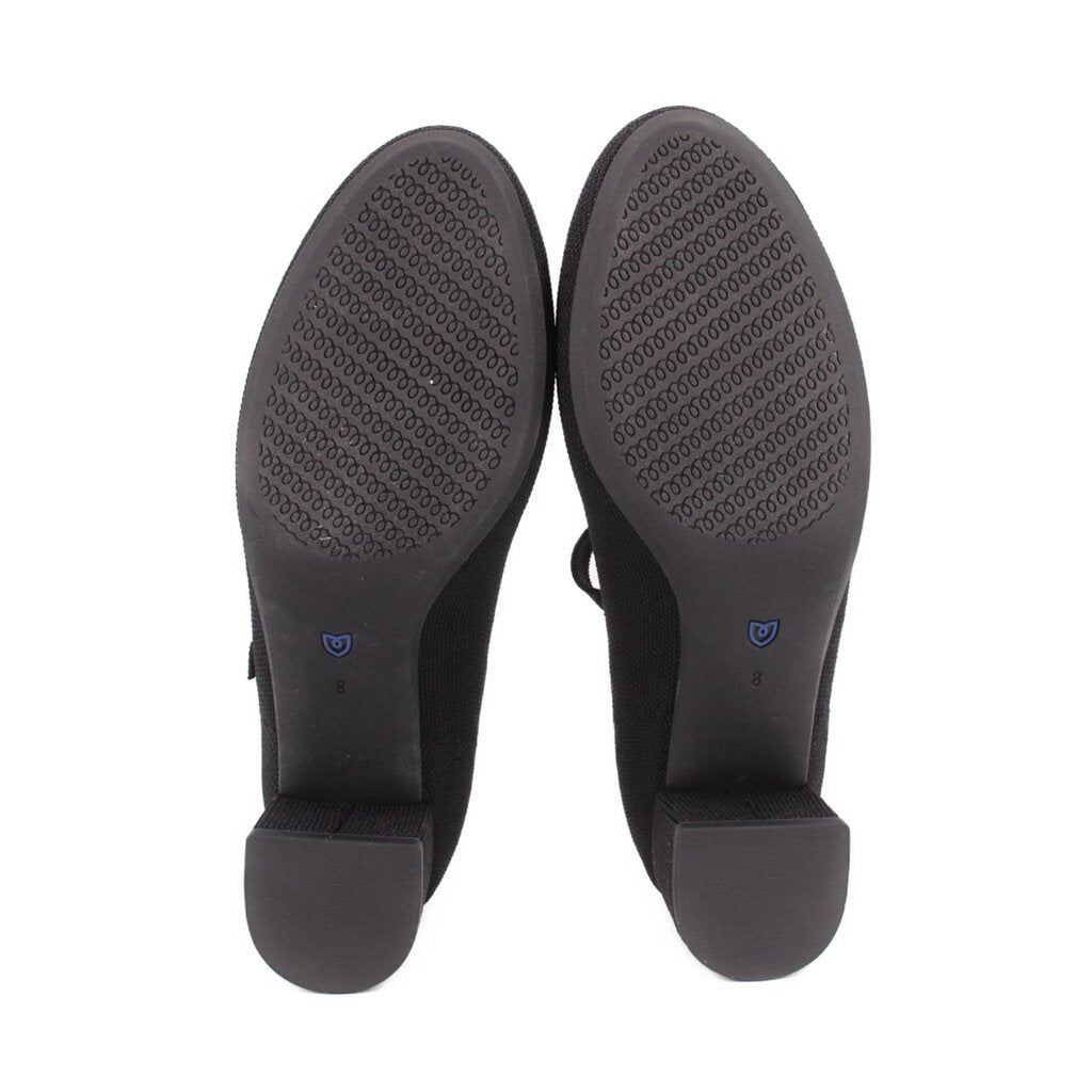 Black Mary Jane heel shoe soles with textured traction pattern