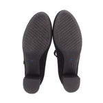 Black Mary Jane heel shoe soles with textured traction pattern