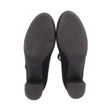 Black Mary Jane heel shoe soles with textured traction pattern