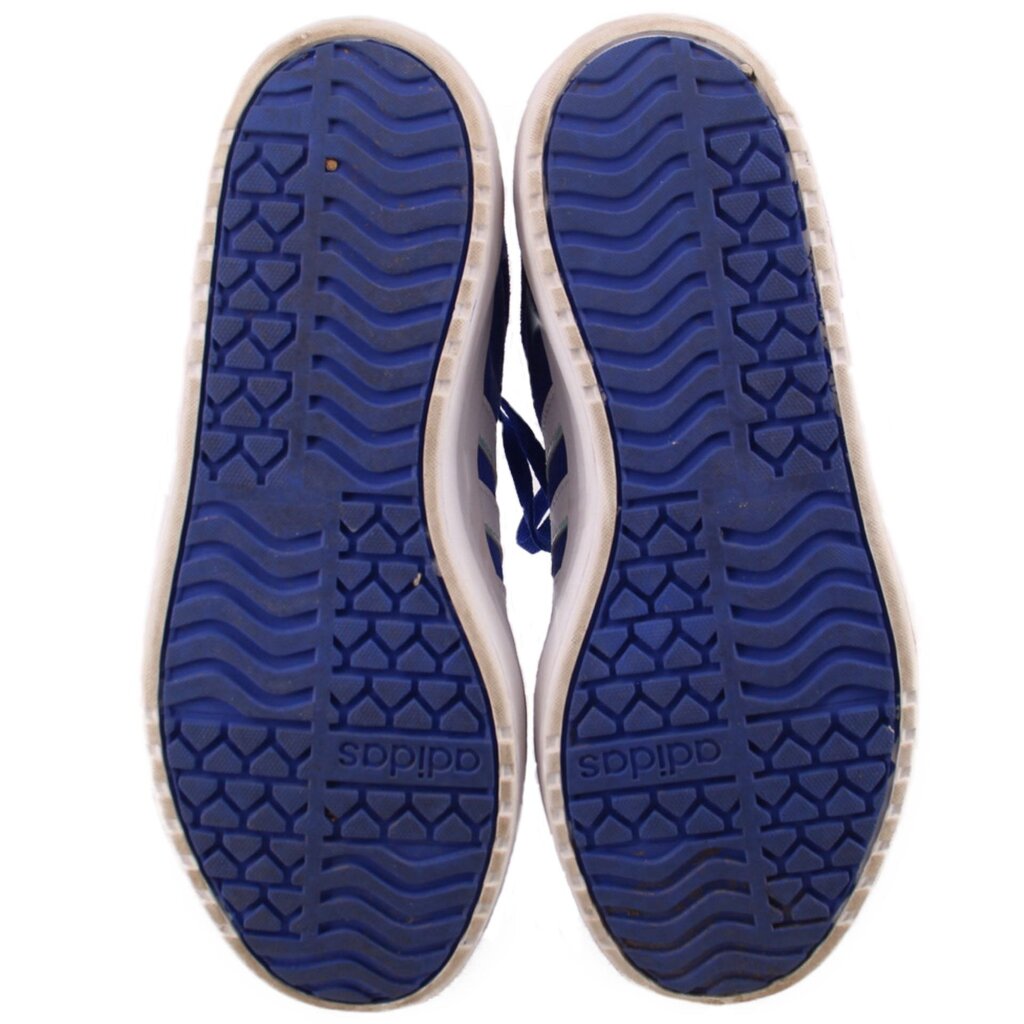 Blue outsole tread with Adidas branding and geometric pattern