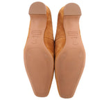 Camel suede heels soles and insoles underside view