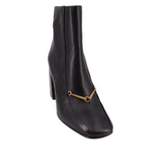 TORY BURCH EQUESTRIAN LINK LEATHER ANKLE BOOTS BLACK 8.5 US
