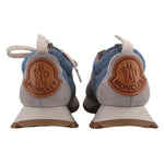 MONCLER Pacey sneakers heel view with MONCLER logo patch and tan rubber sole.