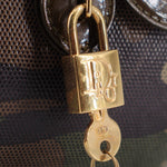 DIOR camouflage bowler bag padlock charm with engraved gold-toned hardware