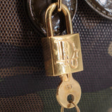 DIOR camouflage bowler bag padlock charm with engraved gold-toned hardware