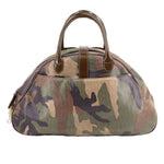 DIOR camouflage bowler handle bag with structured top handles and gold strap D detail