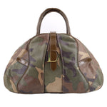 DIOR camouflage bowler handle bag with gold D double-saddle emblem