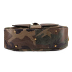 DIOR camouflage bowler bag back panel with metal feet and zippered compartments