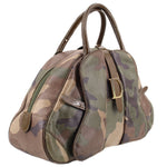DIOR camouflage bowler handle bag with gold-toned D detail and side zip pocket