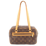 LOUIS VUITTON monogram canvas CITE MM shoulder bag with tan leather top handles