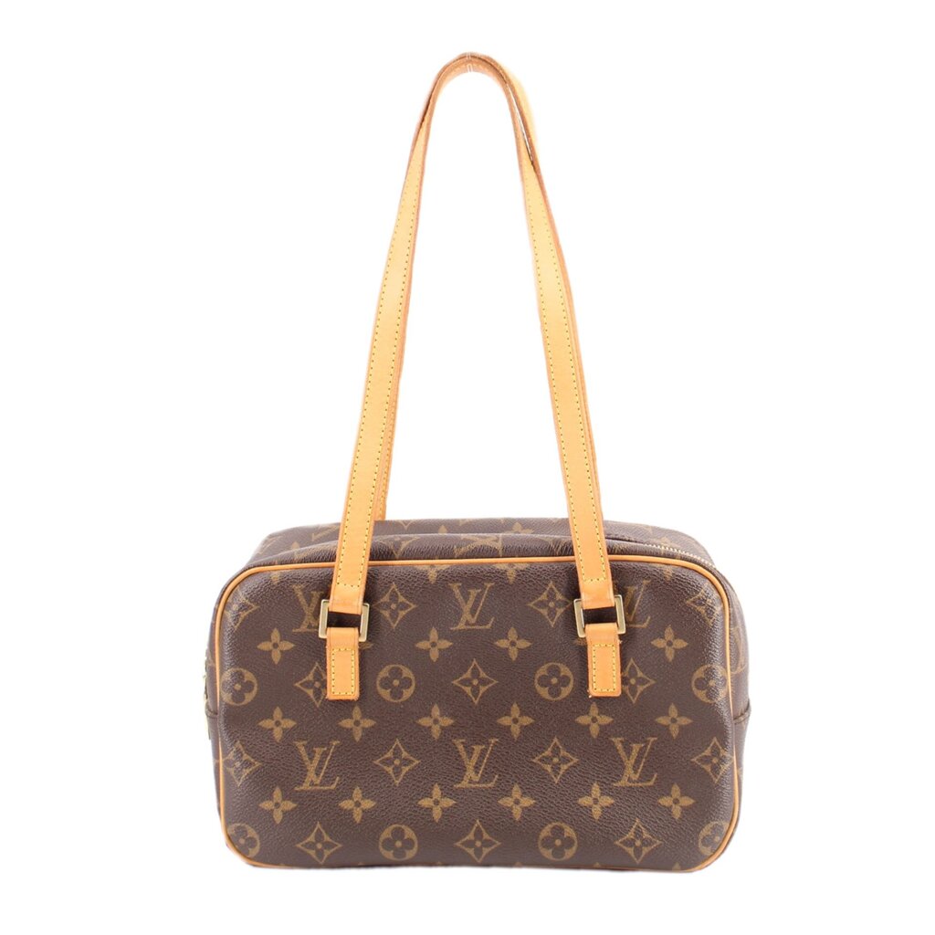 LOUIS VUITTON monogram canvas CITE MM shoulder bag with tan leather crossbody handles
