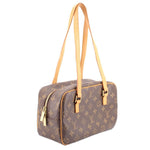 LOUIS VUITTON monogram canvas CITE MM shoulder bag, side view with zippered end pocket