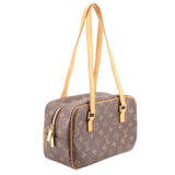 LOUIS VUITTON monogram canvas CITE MM shoulder bag, side view with zippered end pocket