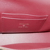 CHANEL interior logo label on red lining inside vanity crossbody bag