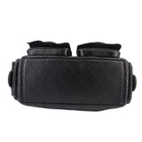 Black quilted leather hobo bag base with pocket flap details