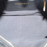 Black hobo bag interior lining with CHANEL label and top zipper