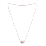 Sterling silver bean pendant necklace with small pave stone detail
