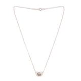 Sterling silver bean pendant necklace with small pave stone detail