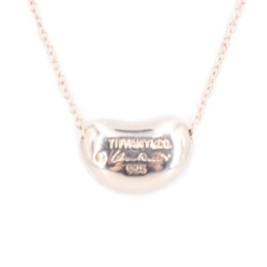 Sterling silver bean pendant necklace with Tiffany & Co engraving