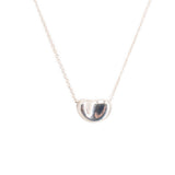 Sterling silver bean pendant necklace with glossy curved bean center