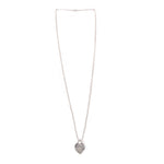 Sterling silver long ball-chain necklace with heart tag pendant