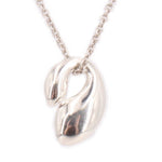 Sterling silver double teardrop pendant necklace with glossy curved loops