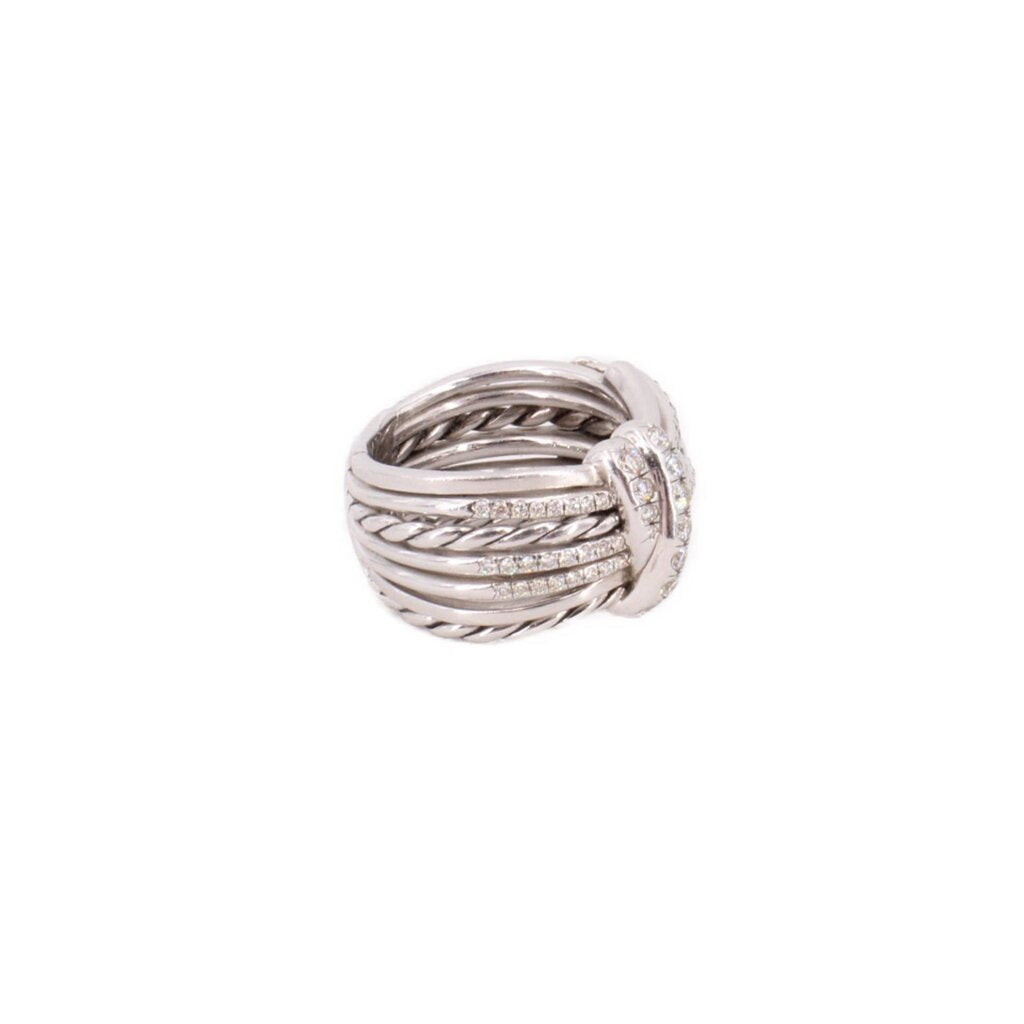 David Yurman Angelika sterling silver diamond ring with twisted band