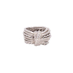 David Yurman Angelika sterling silver diamond ring with braided band and pavé details