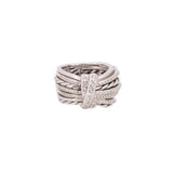 David Yurman Angelika sterling silver diamond ring with braided band and pavé details