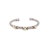 David Yurman sterling silver and 14k gold triple X cable cuff bracelet